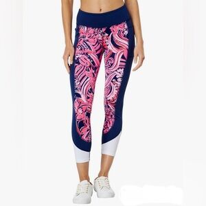 Lilly Pulitzer Mid-Rise Midi Leggings, Low Tide Navy Flirty Fins and Feathers